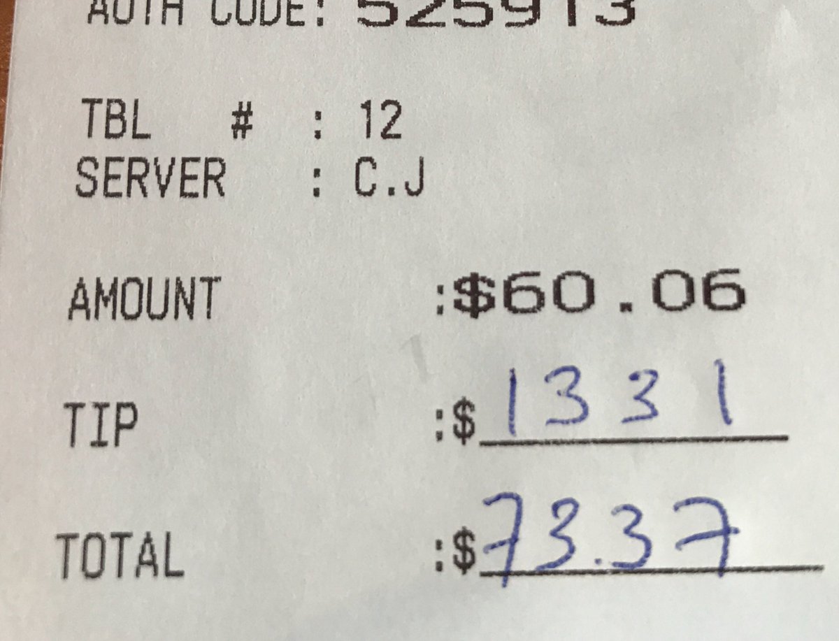Spottacus's tweet image. The dinner total with @MIT friend was a palindrome, so i made tip a palindrome, so now the total is a palindrome as well. #GeekDinner