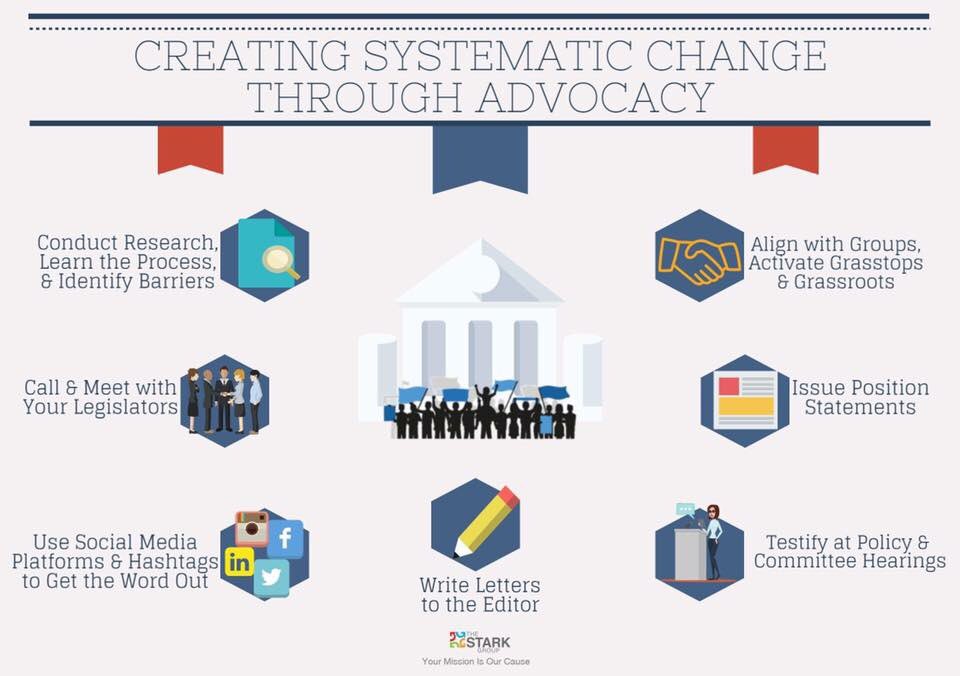 The_Stark_Group's tweet photo. Looking to #advocate for #policy &amp; #cause you care about? Here is our #infograph on how to create a systematic #change through #advocacy. https://t.co/vsyFSFcC7E