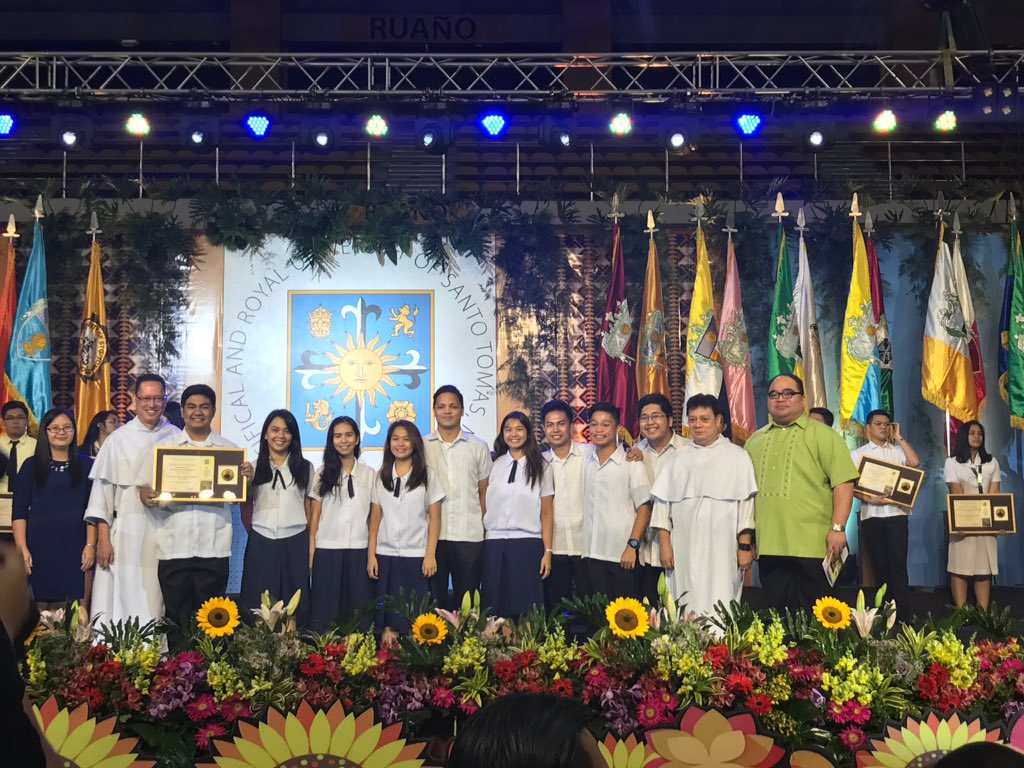 UST_AES's tweet photo. Your 42nd AES Executive Board is now on stage receiving their St. Dominic De Guzman Award - University Level.
#BoundlessAES https://t.co/UH7IEKXYj5