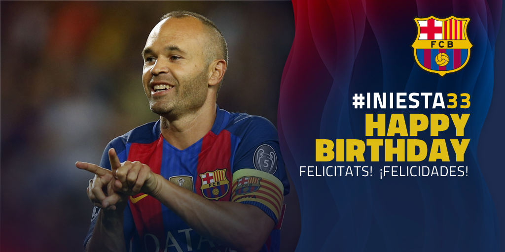 fcbarcelona_br's tweet photo. 🎁🎈@andresiniesta8 completou nesta quinta-feira 33 anos, 21 deles dedicados ao Barça. Parabéns! https://t.co/34nhrlb7eB 🔵🔴
#Iniesta33 https://t.co/4QgnsuDST7