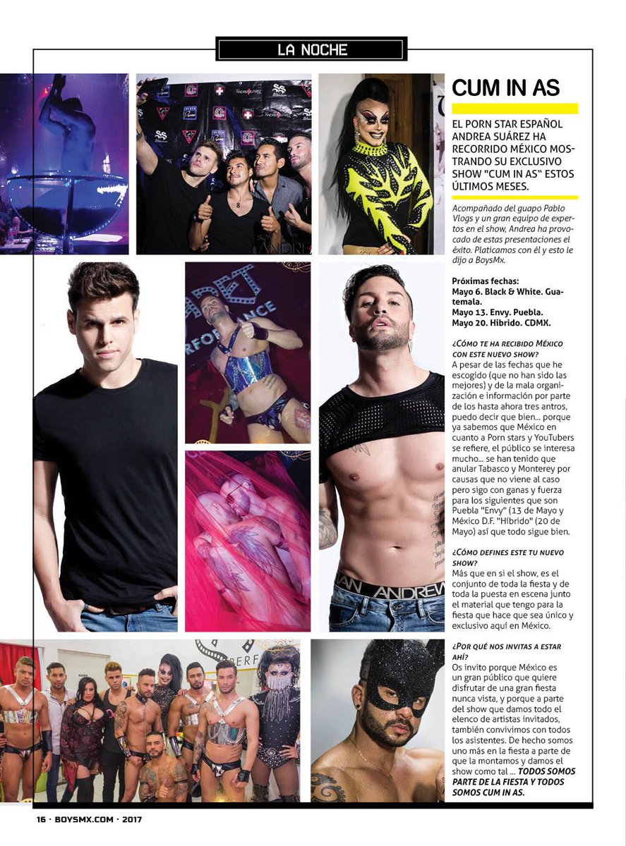 revistaboysmx's tweet photo. #LaNoche
Seguimos la pista del español @ANDREA_SUAREZ_X en su tour por México Gay #CumInAs Con un gran equipo ha logrado el éxito. https://t.co/X16GjeVHaS