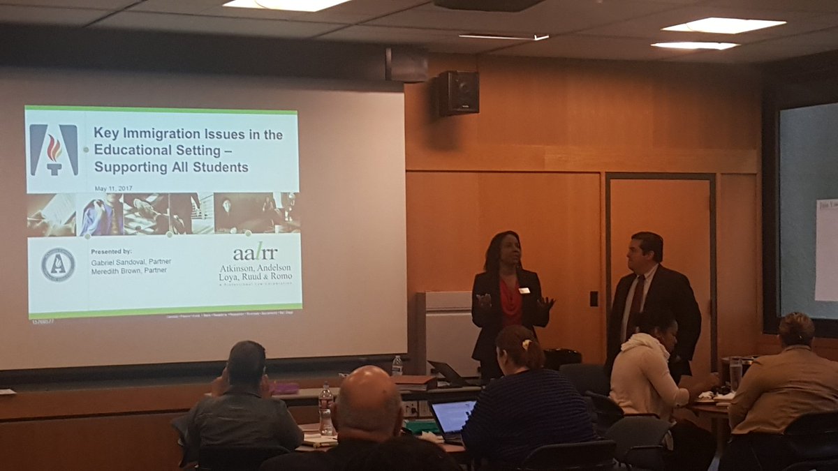 jsol510's tweet photo. Meredith Brown &amp; Gabriel Sandoval presenting Key Immigration Issues in the Educational Setting Supporting All Students @AlamedaCOE #AALR https://t.co/Ga0amLA9zC