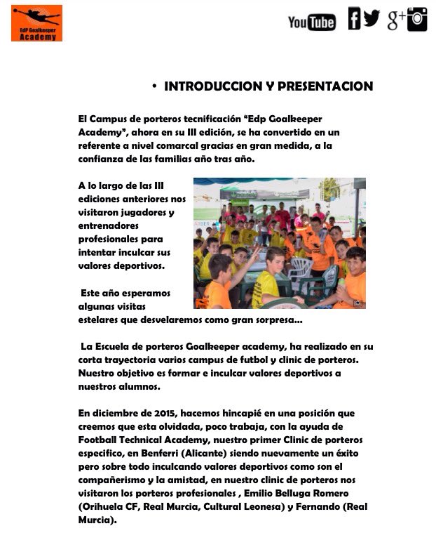 edpgoalkeeper's tweet photo. 👉🔴Disponible nuestro dossier para nuestro III Campus Tecnificacion de porteros. #edpgoalkeeperacademy https://t.co/pB6VinJu0E