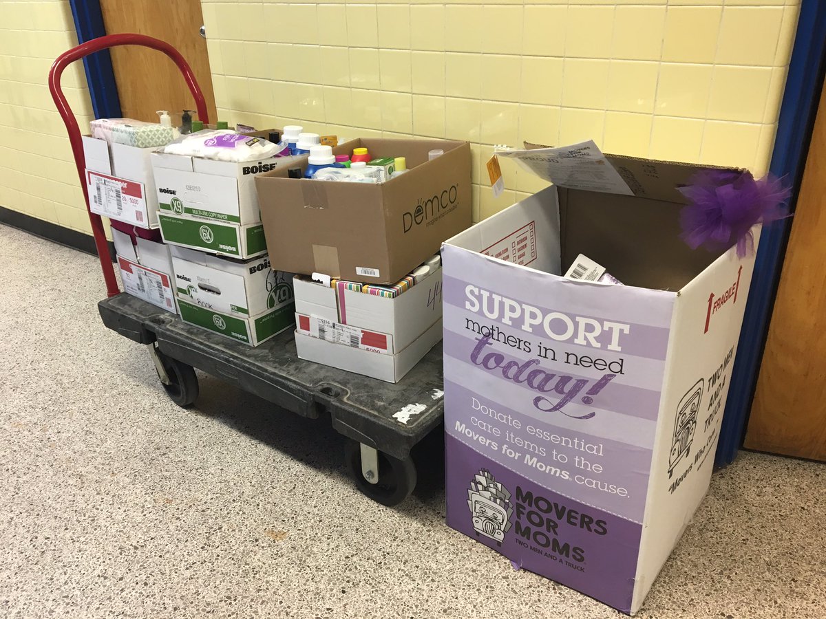 MsVanHorne's tweet photo. Way to go @IMSEagles! The Smile Club collected 512 (AKA 2 to the power of 9) essential care items 4 Movers for Moms!! Thanks 4 the support! https://t.co/RrIXPwLbhW
