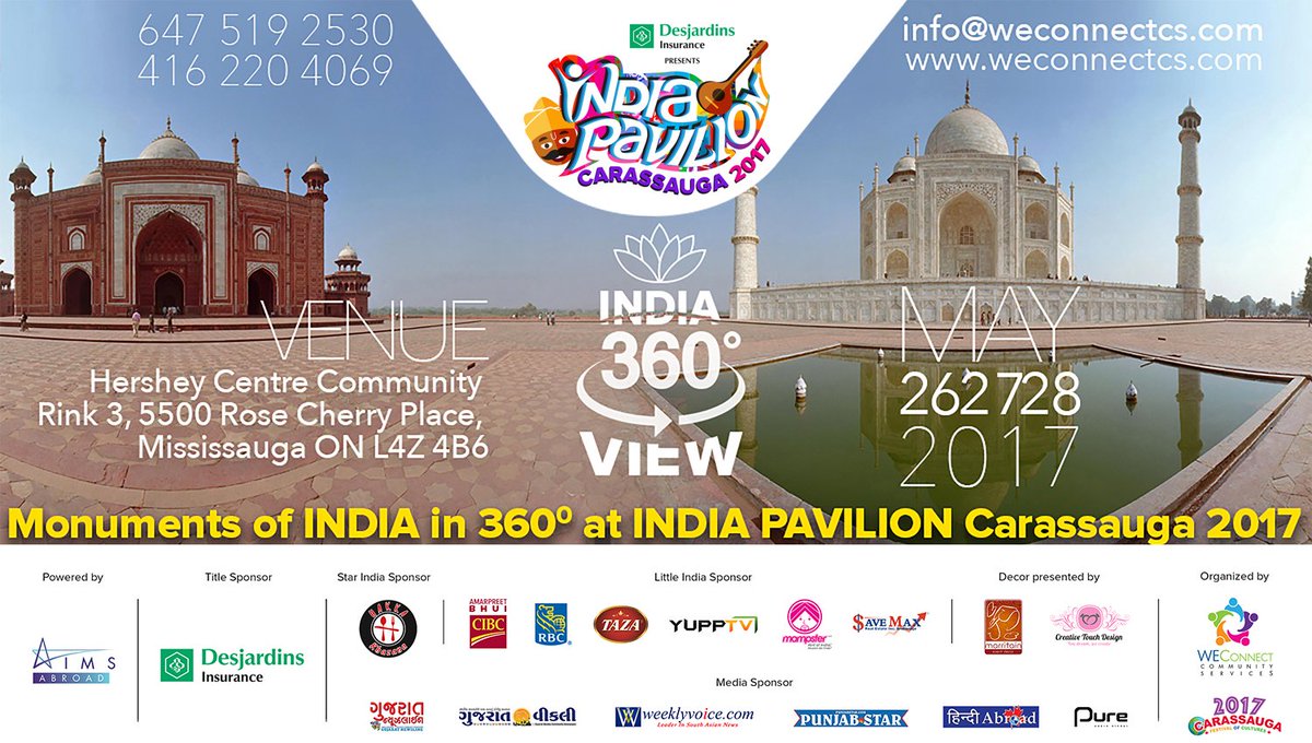 IndiaCarassauga's tweet photo. Get a glimpse of the greatest monuments of India right in your backyard! 

Thanks to our title sponsor @DesjardinsGroup  and @Hakka_Khazana! https://t.co/Gx9K0WZ71l