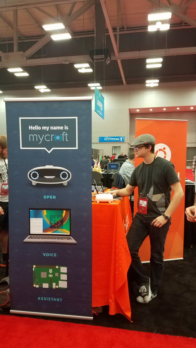 DustinKirkland's tweet image. .@mycroft_ai and @system76 on the @Ubuntu stand at #OSCON2017