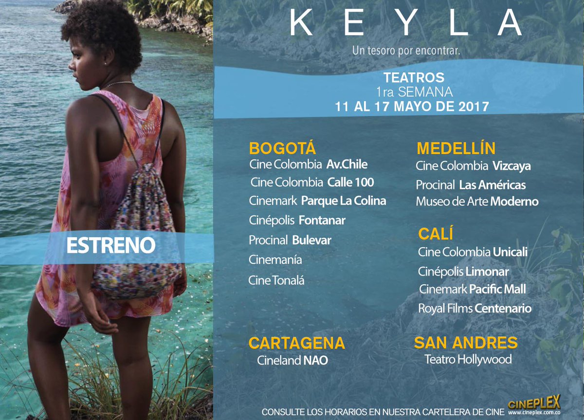 Elcinequesomos's tweet photo. Hoy se estrena el 1ra película de la Isla de Providencia 🇨🇴 @Keylaprovidence #EstrenosdeCine @cineplexcol. Trailer → https://t.co/aVONXFjd80 https://t.co/tOfzk2Y0rk