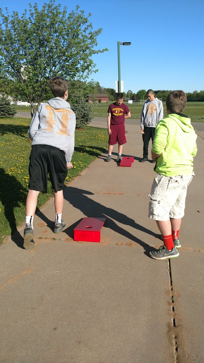 MsYomath's tweet photo. Time to get outside and reward kids who have no missing work. Bean Bag Toss it is! Little do they know they are doing Math! #iseemathsdma https://t.co/6m4wb7v81b