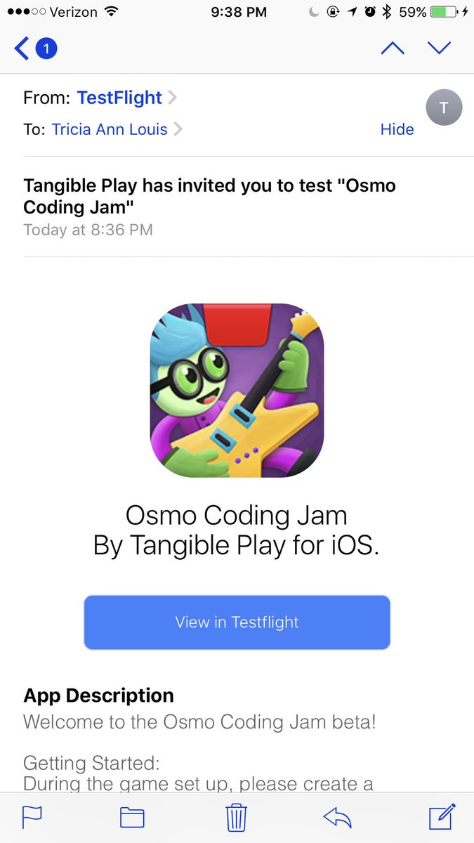 talouis's tweet image. Let the learning fun begin @playosmo #codingjam #testflight #betatester
