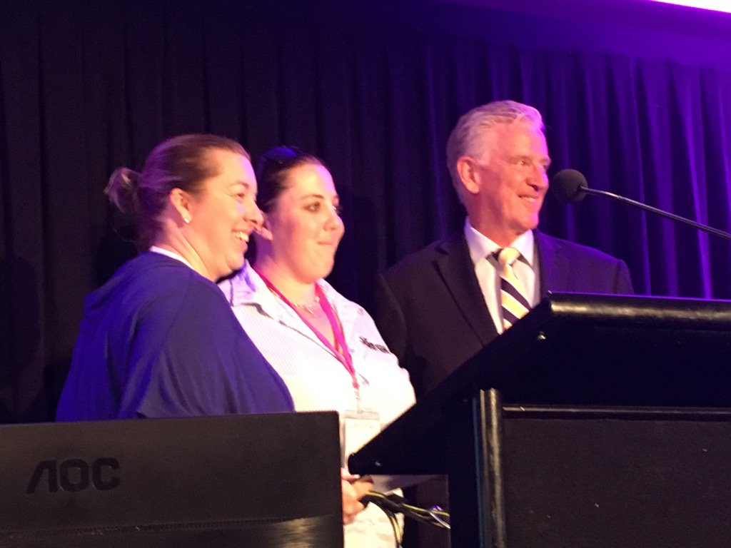 TiroroaFarmsLtd's tweet photo. @dairy_women #DWN17 Extra bonus for attending conference Frances Coles going home with $18500 prize from Allflex!!! https://t.co/1l4STIy7hM