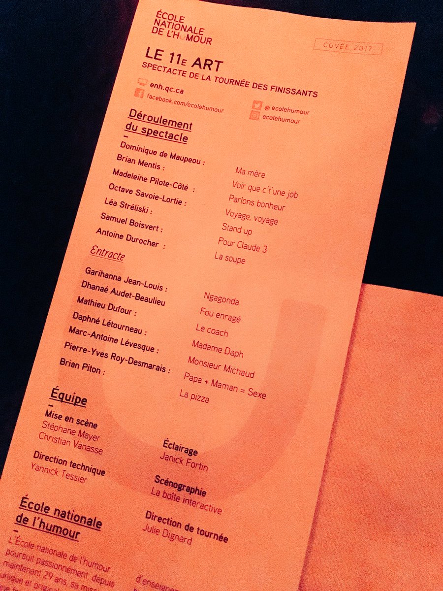 Un gros merci à <a href="/Ecolehumour/">École nationale de l'humour</a> pour la belle soirée que l'on s'apprête à vivre! #hahaha