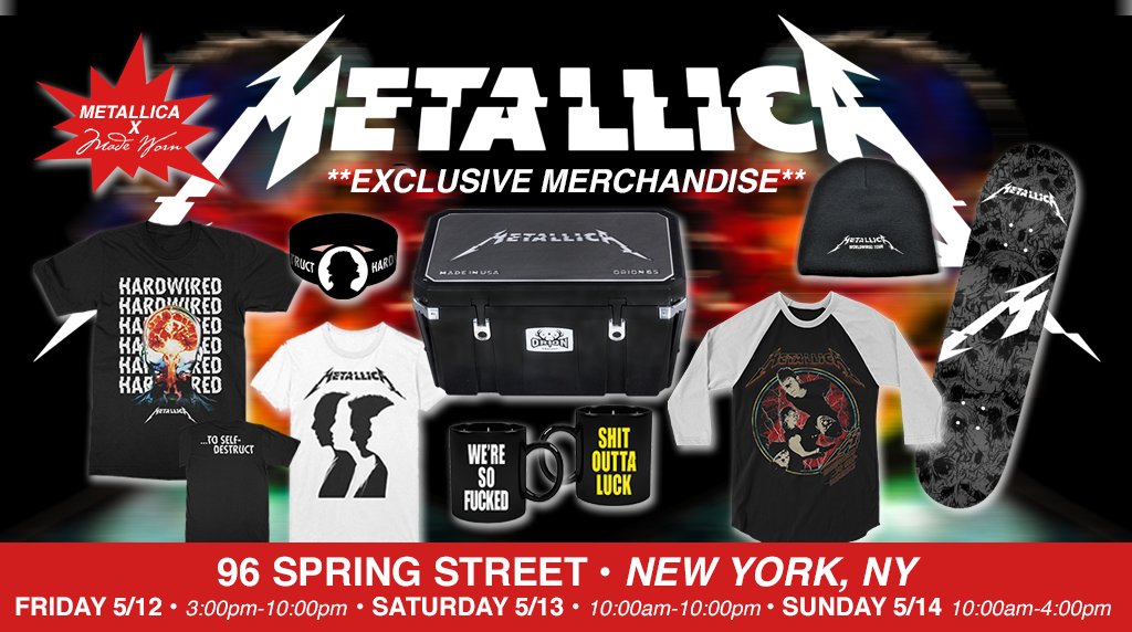 Metallica on Twitter: "The Metallica Store returns! Visit the shop at 96 Spring Street in NYC starting at 3 PM tomorrow! https://t.co/aOi912JeT2" Twitter