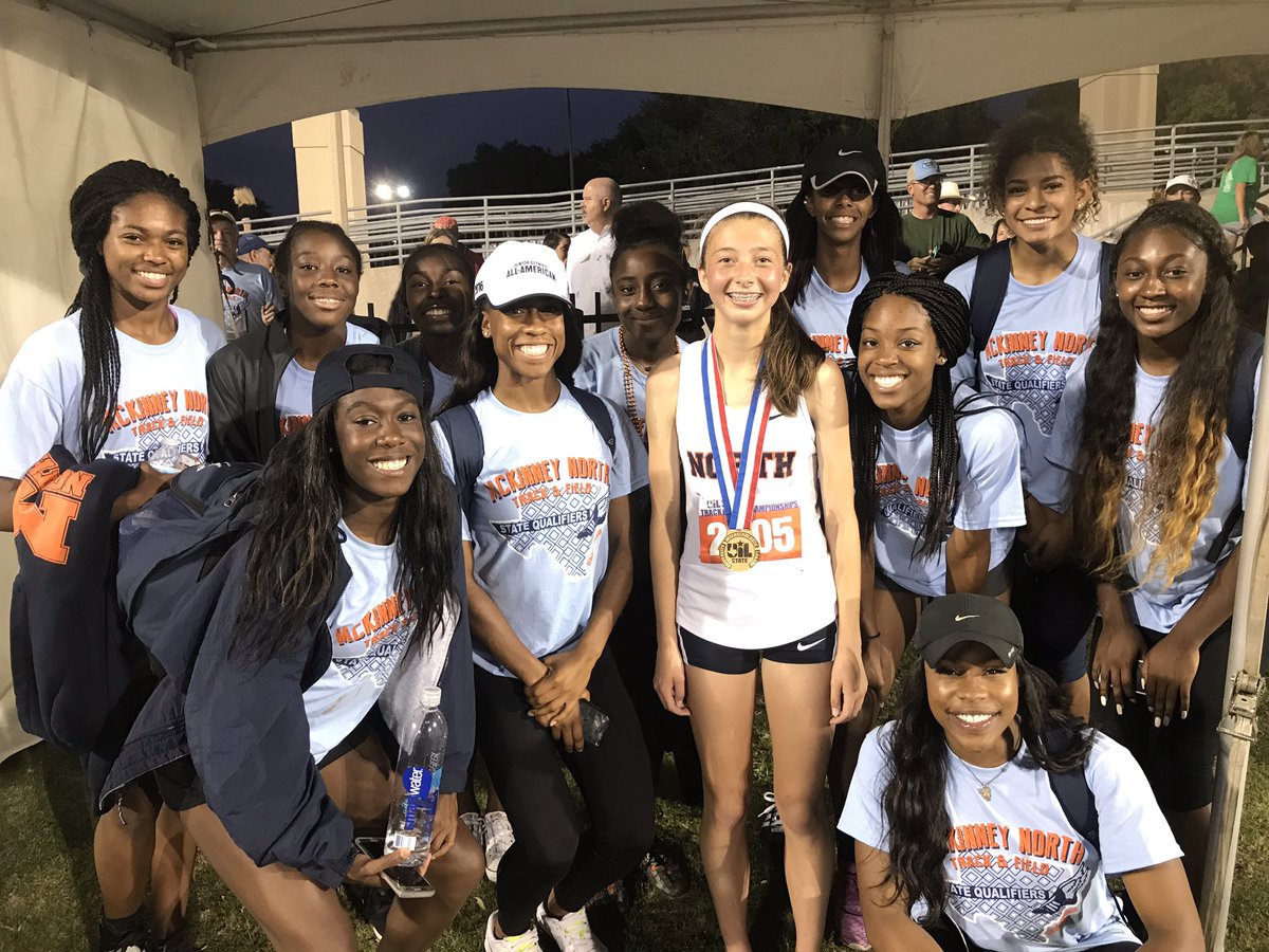 TXMileSplit's tweet image. McKinney North Celebrates as London Culbreath breaks the State 3200m record in 10.13.68 bit.ly/2po3O3S