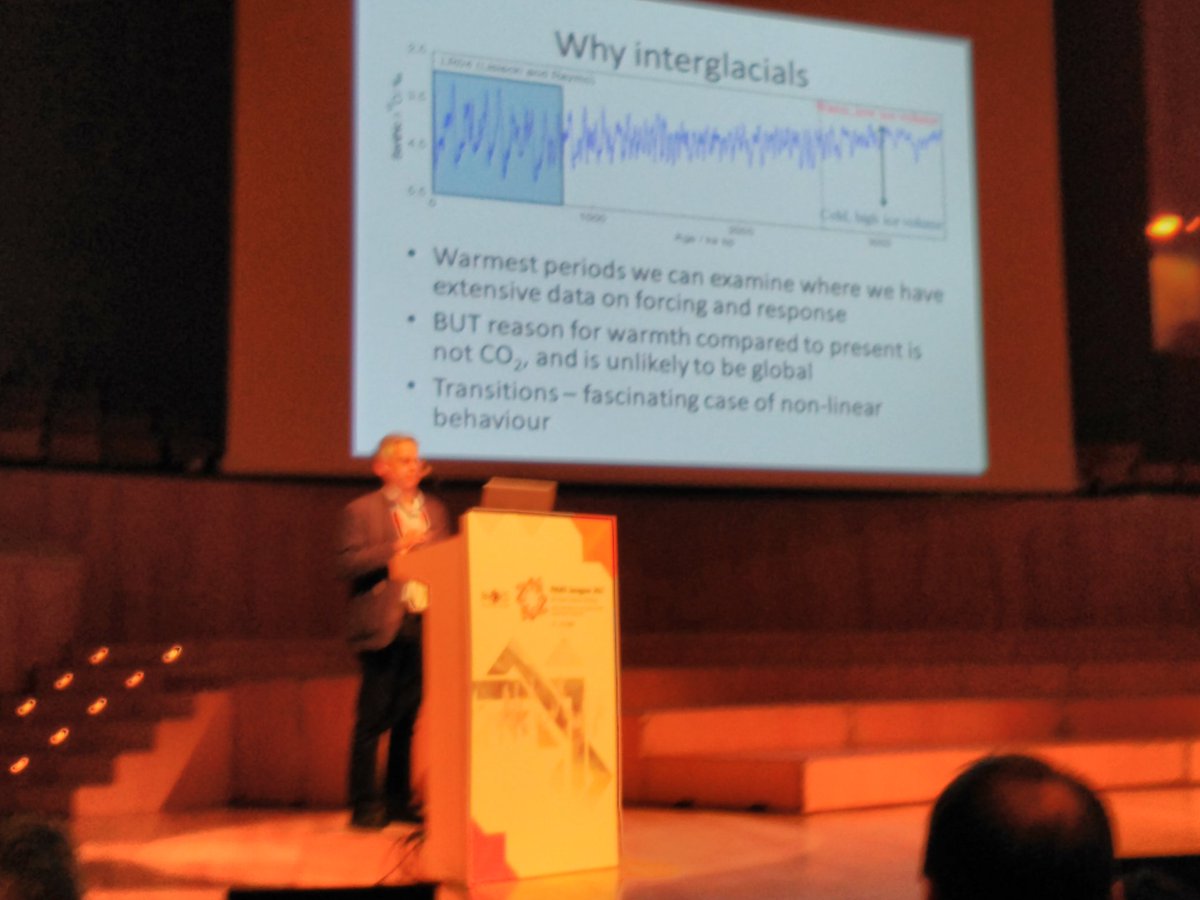 gilromera's tweet photo. Wolff: key concepts in #Interglacials they're not warm bc CO2 and transitions are threshold responses #PAGES17 https://t.co/JkmehJ2fDa