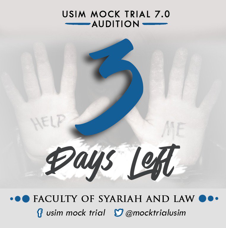 Salam Nisfu Syaaban. Semoga buku amalan baru kita milik Malaikat Raqib 😇

3 days left before MOCKTRIAL 7.0 AUDITION!