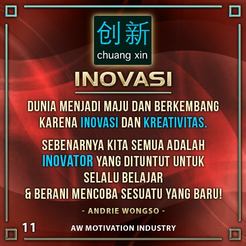 AndrieWongso's tweet photo. Dunia menjadi maju krn inovasi. Sebenarnya kita semua adlh inovator yg dituntut utk selalu belajar &amp; berani mencoba sesuatu yg baru! 👨‍💻#创新 https://t.co/zrulPhGzPr