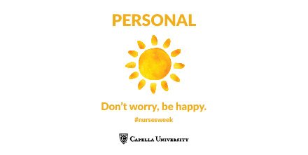 CapellaU's tweet photo. (1/2) Health tip of the day!--> Give as much time and energy to yourself as you do to others; spend time doing what you love. #NursesWeek https://t.co/3EFI8mxgd9