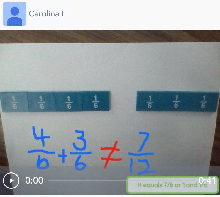 MsHardinger's tweet photo. Tried @Seesaw for the 1st time today. "Teach someone a concept you've learned in math recently. Use any tool you like." #MTBoS https://t.co/vvBv3poMlI