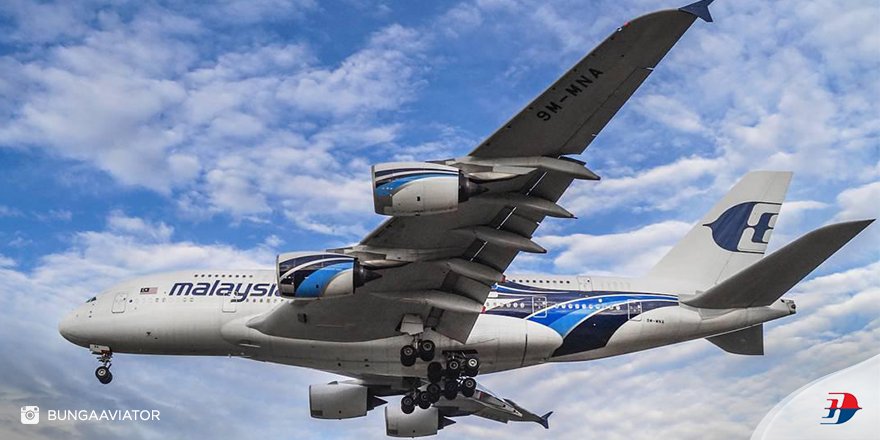 MAS's tweet photo. The A380 wingspan measures a massive 80m in length, even longer than the aircraft body! #MalaysiaAirlines #MHDidYouKnow

📷: @bungaaviator https://t.co/QkBL8mmbmg