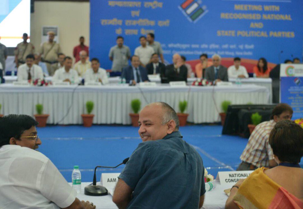 Devops_AWS's tweet photo. RT VipinRathaur: Delhi Dy CM msisodia at the All Party meet called by the EC on EVMs.
#EVMtampering #SaveDemocra… https://t.co/HPvZSjeTb0
