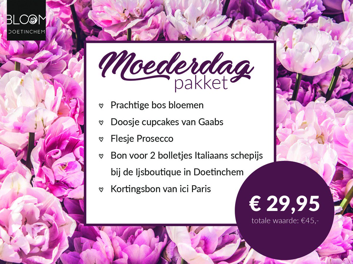 Verras #moeder met een #moederdagpakket. <a href="/BloomDoetinchem/">Bloom Doetinchem BV</a> heeft een mooi pakket samengesteld. @dtchmwinkelstad <a href="/dtcleeft/">Doetinchem Leeft</a> <a href="/shopdoetinchem/">shoppenindoetinchem</a>