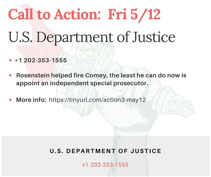 Hey #Rosenstein: You Helped #FireComey, the Least you can do is Appoint a #SpecialProsecutor! tinyurl.com/l27goj6 #Indivisible #Comey