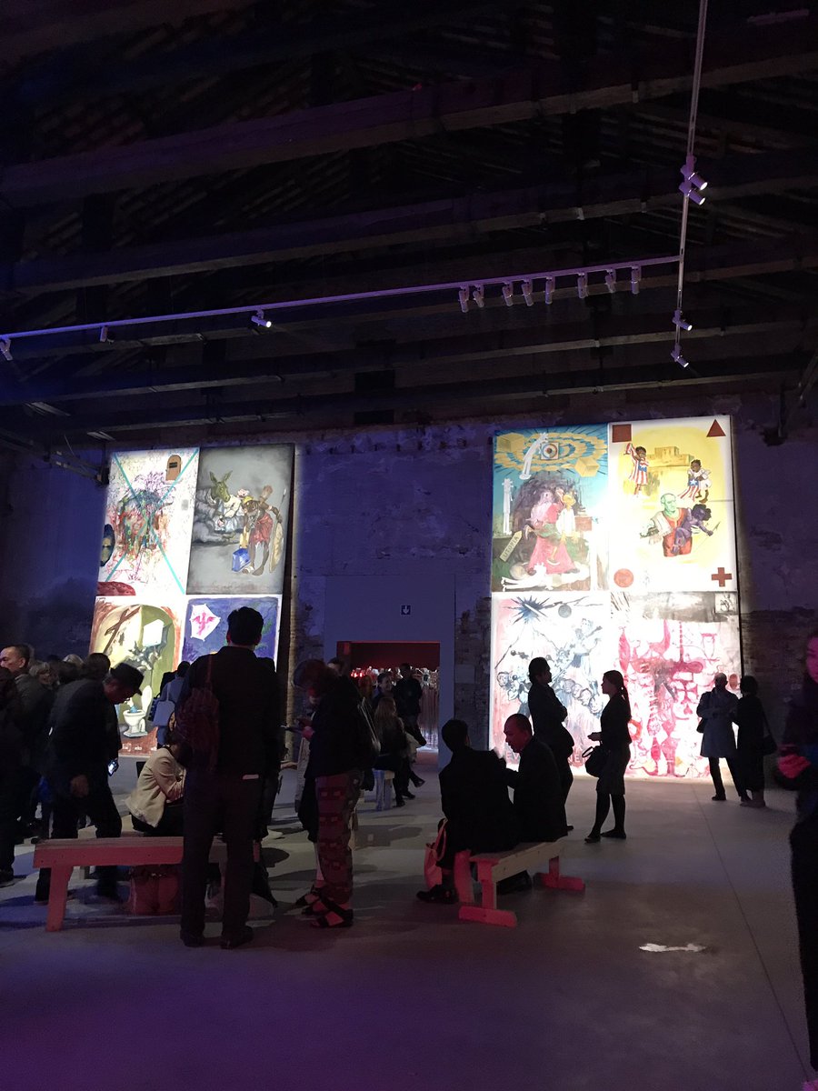 MargaritaFores's tweet photo. Kudos2our Pinoy artists #LaniMaestro #ManuelOcampo for a super statement at PhilippinePavilion.Proud at the Vernissage @PioAbad @maracoson https://t.co/8njNqO4e9d