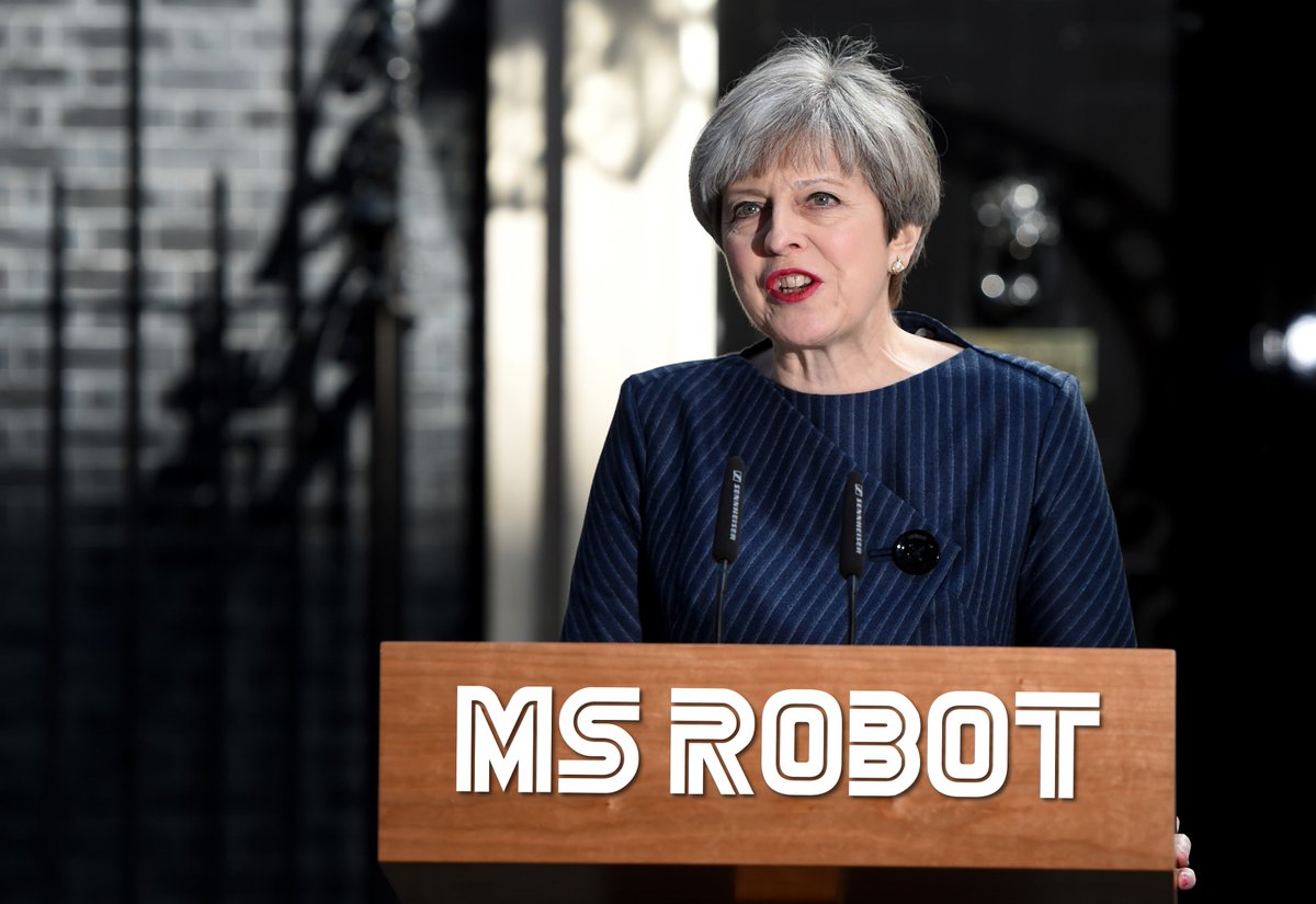 teacherdude's tweet photo. The @conservatives release latest campaign photos of #TheresaMay #GE2017 #MsRobot https://t.co/NXtR2S3hfP