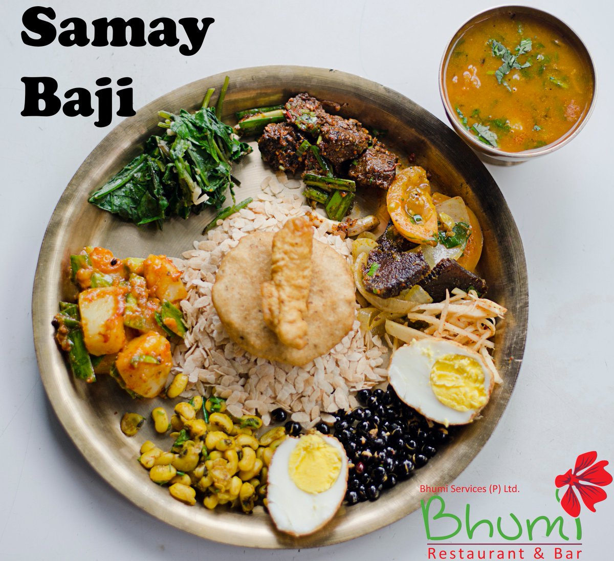 BhumiRestaurant's tweet photo. A Taste of Nepal, There is something really quite distinctive and special about Samay Baji.#samaybaji #beatenrice #egg #meatlover #lentil https://t.co/UJJz5JUGAD