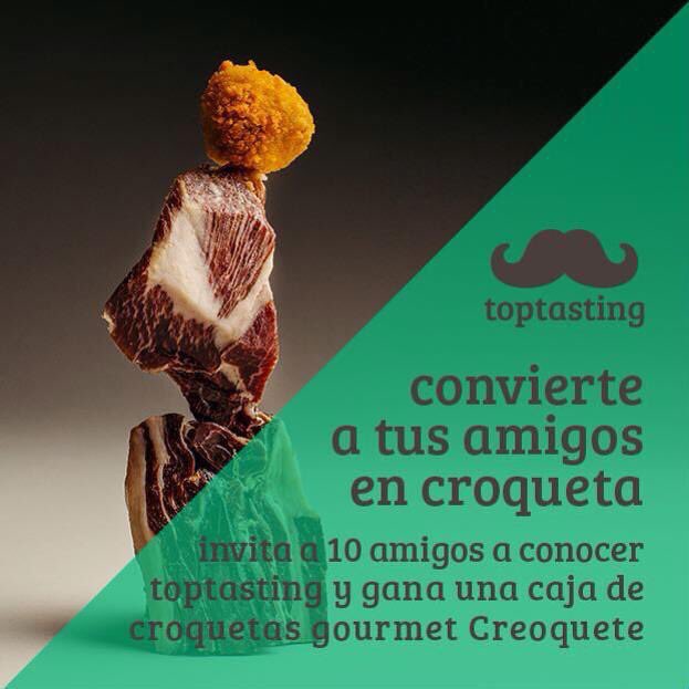 toptasting's tweet photo. ¿Tienes amigos? Si 10 de ellos se registran en toptasting con tu email como código promocional ganarás una caja de 10 croquetas!!@creoquete https://t.co/7UPgcUpfI8
