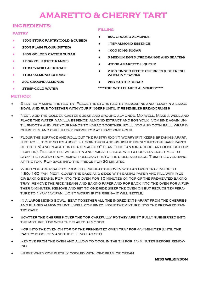 AMARETTO &amp; CHERRY TART #pushpan #homemade #myrecipe #cherry #amaretto #disaronnosourhour #pastry #tart #baking #misswilkinson #almonds #yum