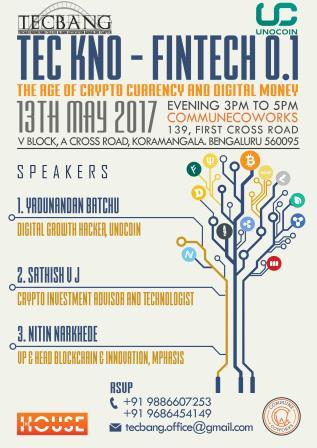 CoMphasis's tweet photo. Catch @nits_narkhede talk on #cryptocurrency  and #digital money @ TEC KNO - Fintech 0.1, Bangalore on 13th May, 2017 https://t.co/ObhnLp7zAx