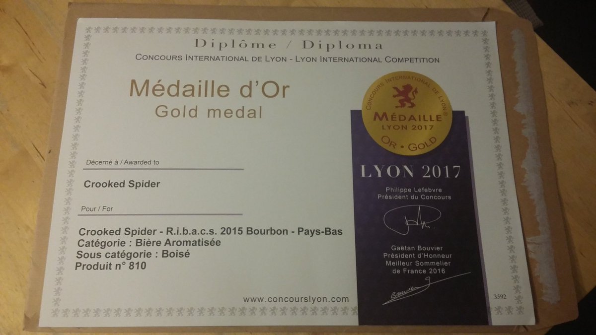 Bonjour Médaille d'Or!
Our R.I.B.A.C.S. 2015 Bourbon won the gold medal in Lyon!
#gold #medal #ribacs #bourbon #barrelaged #CraftBeer