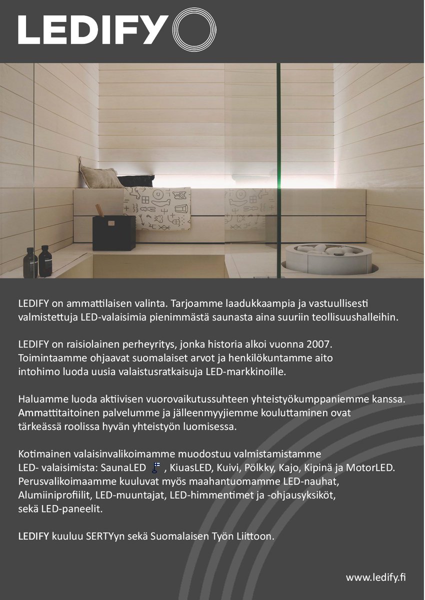 LedifyFI's tweet photo. #SAUNALED #LEDNAUHA #KUIVI #AVAINLIPPUTUOTE https://t.co/x5vVkP5hoB