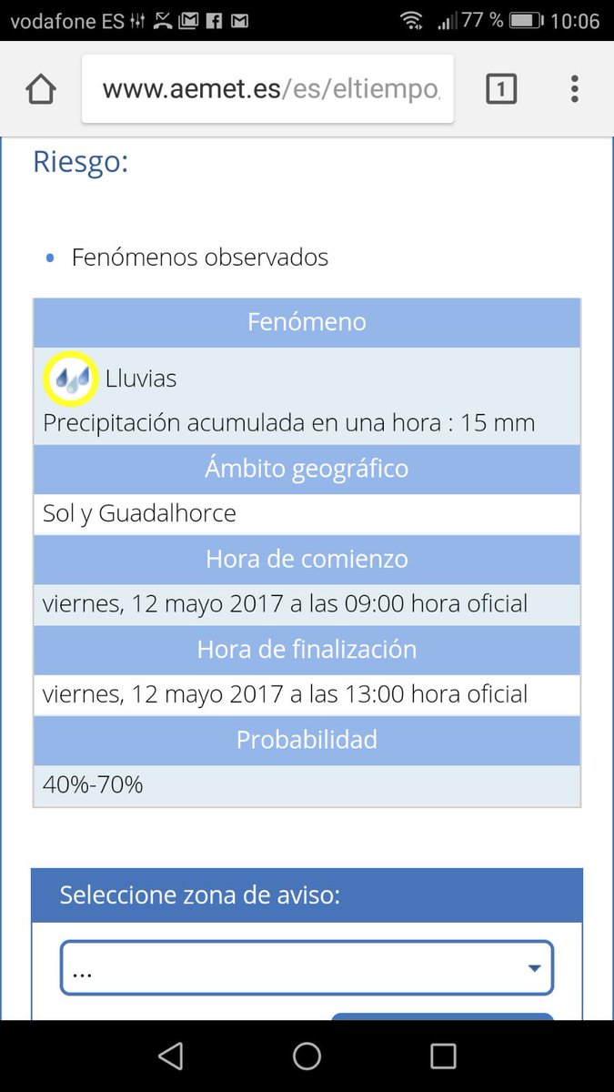 Lluvias intensa hasta las 13 horas en Guadalhorce y Sol. Precaución y cualquier incidencia llamar al <a href="/E112Andalucia/">EMA 112</a>