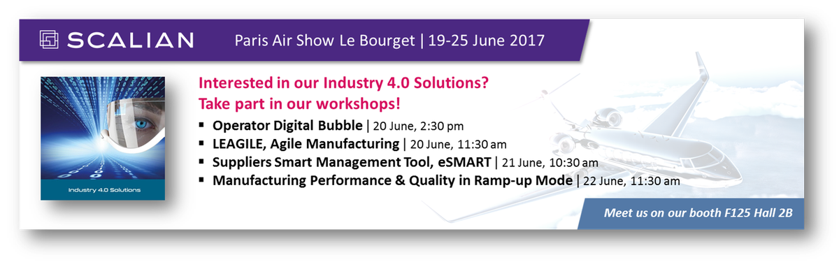 ScalianGroup's tweet photo. Interested in our Industry 4.0 Solutions? 
Meet us at Paris Air Show Le Bourget / 19-25 June 2017, and take part in our workshops! https://t.co/EHjq6FGLqH
