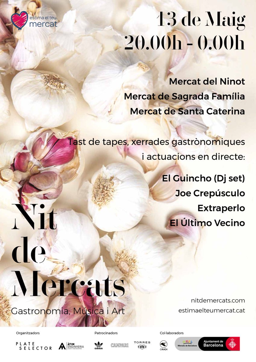 PRT <a href="/MercatsBCN/">Mercats de Barcelona</a>: Demà al vespre #NitdeMercats: <a href="/mdsantacaterina/">mercatsantacaterina</a> <a href="/mercatsgfamilia/">Mercatsagradafamilia</a> i <a href="/mercatdelninot/">Mercat del Ninot</a>