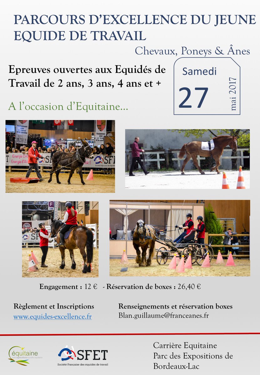 1 JOUR = 1 INFO 
Epreuves PEJET - Samedi 27 mai 2017 ! Inscription sur equides-excellence.fr