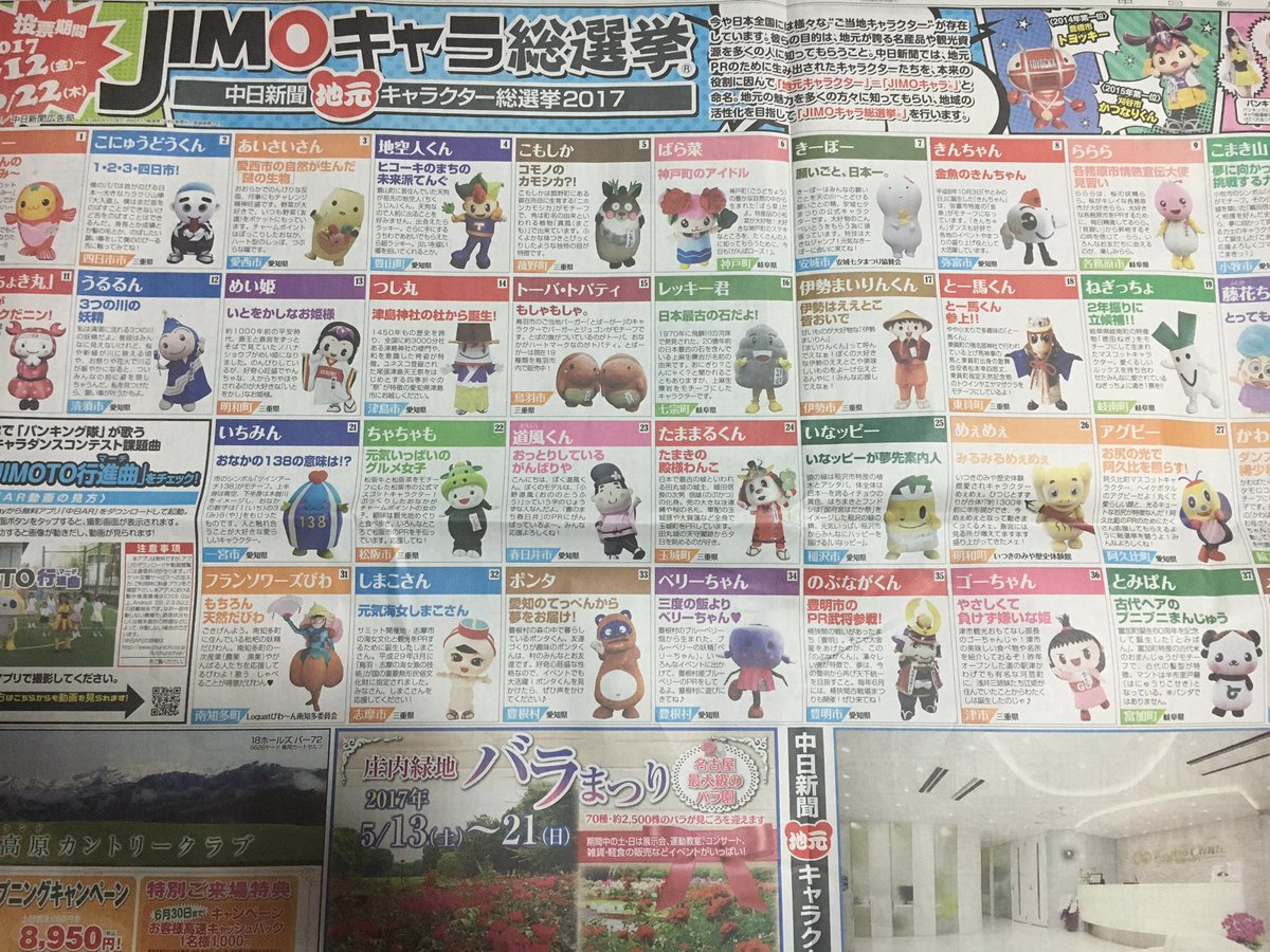 おいでよ春日井 On Twitter 中日新聞主催の地元キャラクター総選挙2017 通称jimoキャラ総選挙のお知らせだよ 春日井市の活性化を目指して 春日井市代表の道風くんに投票してね みんなで春日井市をアピールしよう 投票はこちら Https T Co Y6mo8grikz Jimo