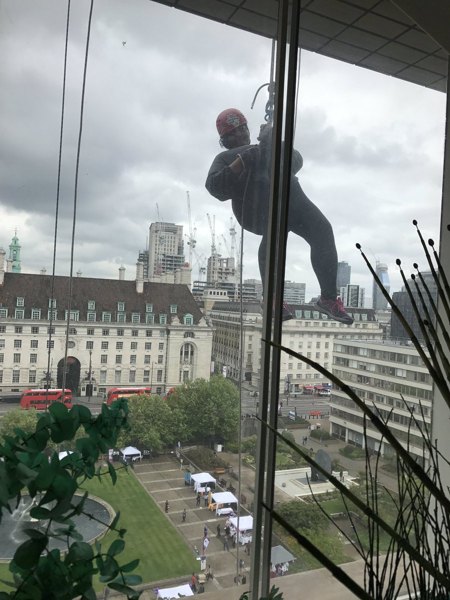 SteveToole's tweet photo. Congrats to all the charity abseilers heading off down @GSTTnhs today - view from the antenatal garden room #supportgstt #stthomasabseil https://t.co/6sf2arZ2cJ