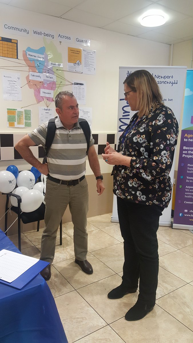 NewportMind's tweet photo. Sally, our Community Wellbeing Worker at our event for #MentalHealthAwarenessWeek https://t.co/esIXwiYkDW