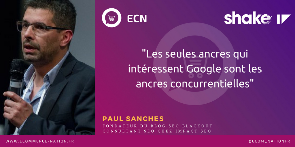 Ecom_NationFR's tweet photo. "Les seules ancres qui intéressent Google sont les ancres concurrentielles" Paul Sanches #SEOBattle #Shake17 #SEO https://t.co/dcBSATvldi