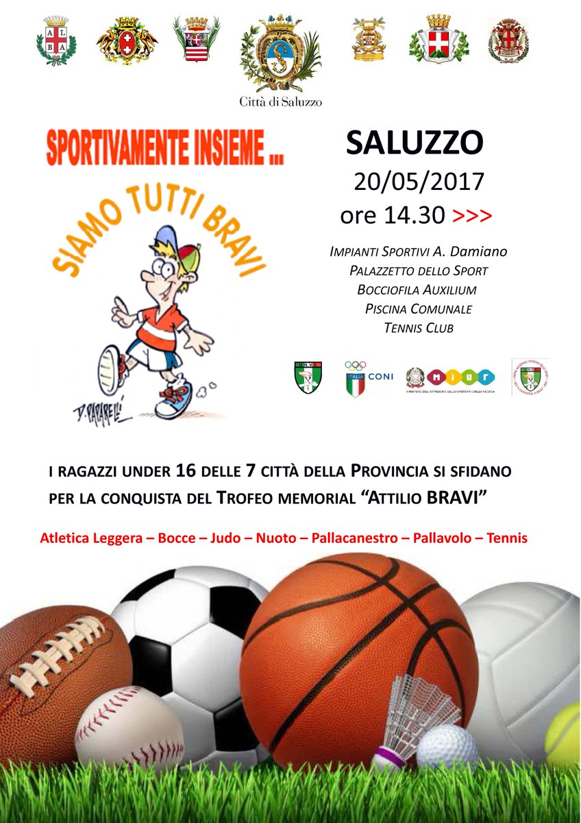 Il 20 maggio Saluzzo ospita la manifestazione Sportivamente insieme siamo …. tutti Bravi! sfida tra le "7 Sorelle"
comune.saluzzo.cn.it/sportivamente-…