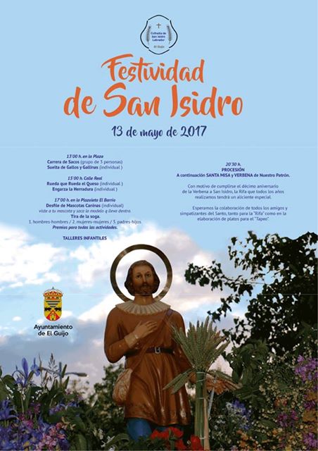 13 de mayo, en EL GUIJO, FESTIVIDAD SAN ISIDRO. Juegos, actividades, desfile de mascotas y talleres infantiles. Procesión, Misa y Verbena