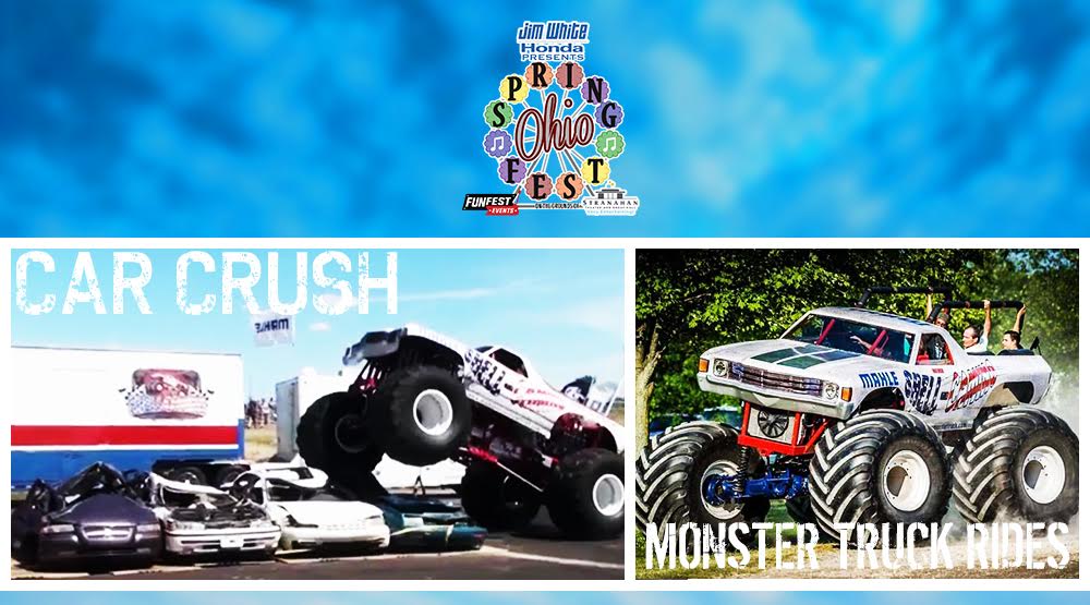 OhioSpringFest's tweet image. Come ride in a Shell Camino Monster Truck and watch them crush cars at Jim White Honda Presents Ohio Spring Fest! ohiospringfest.com