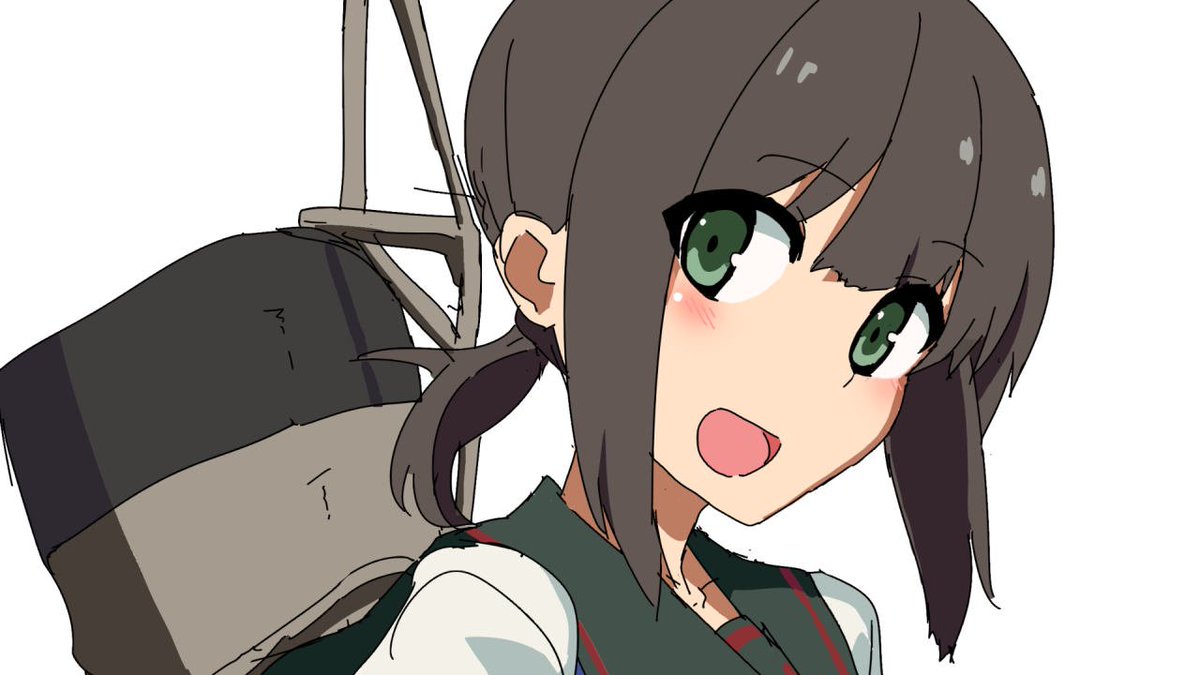 fubuki (kancolle) 1girl solo green eyes short ponytail school uniform serafuku white background  illustration images