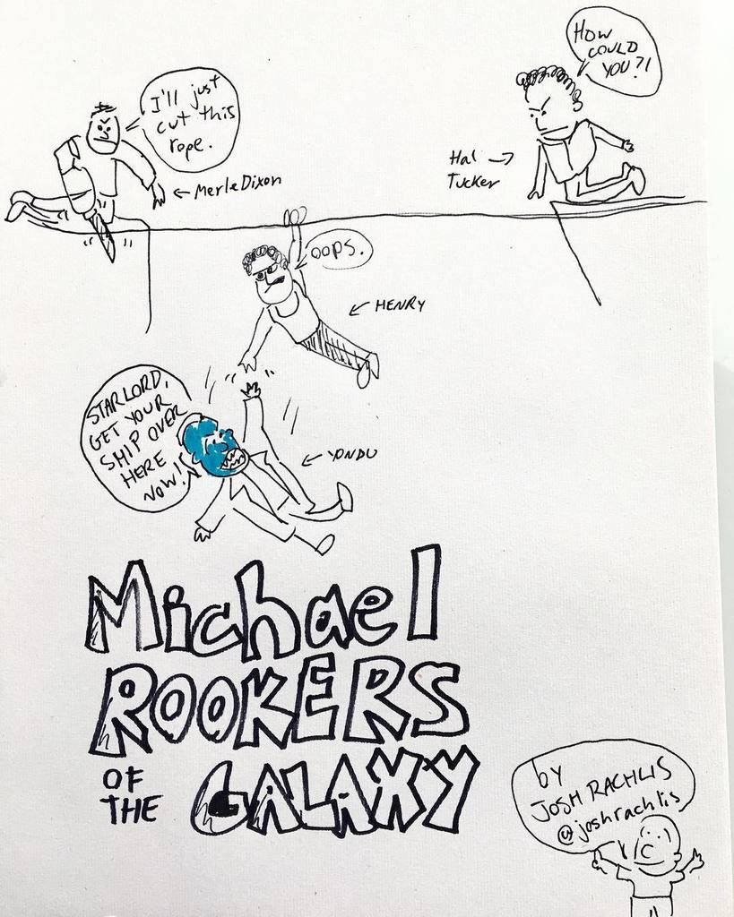 JoshRachlis's tweet photo. #gotgvol2 #cineplexevents #michaelrooker #cartoon #celebrity #Toronto May 2: This is the cartoon I drew to show @m… https://t.co/IuuX1UXep7 https://t.co/bW92MeImpy