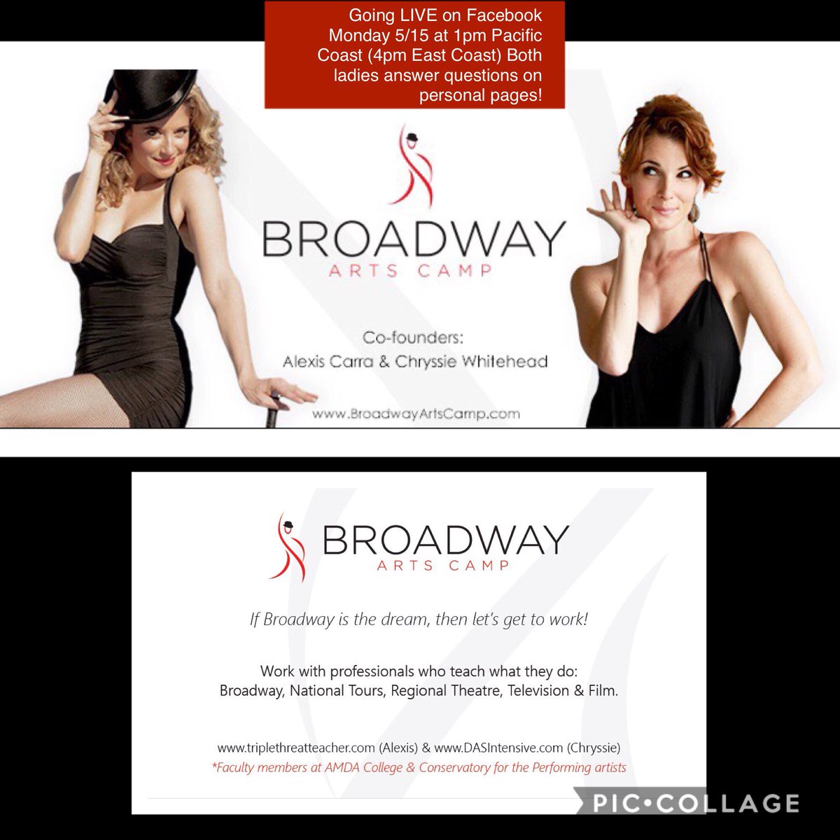 LIVE this Monday on Facebook to answer questions about <a href="/Broadwayartsca1/">Broadwayartscamp</a> this August in LA &amp; Seattle
#dasiwithchryssie #triplethreatteacher