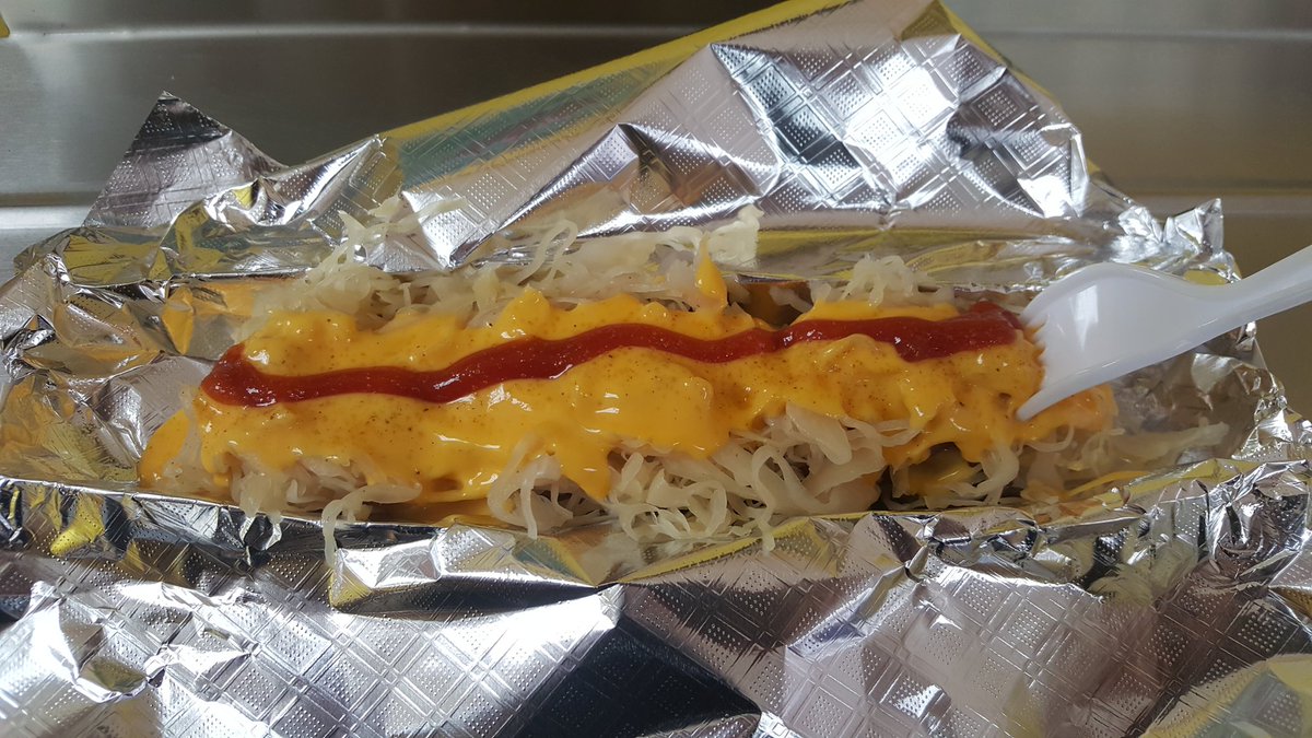 Mr_Pfranks's tweet photo. #today it's a #bunless @FranksKraut #cheese #ketchup and celery salt #pfrank! #fridayLUJAH #yum #pf #ATX #dontjudgeme #comegetyousome 11-8pm https://t.co/ZK4cepZ0UL