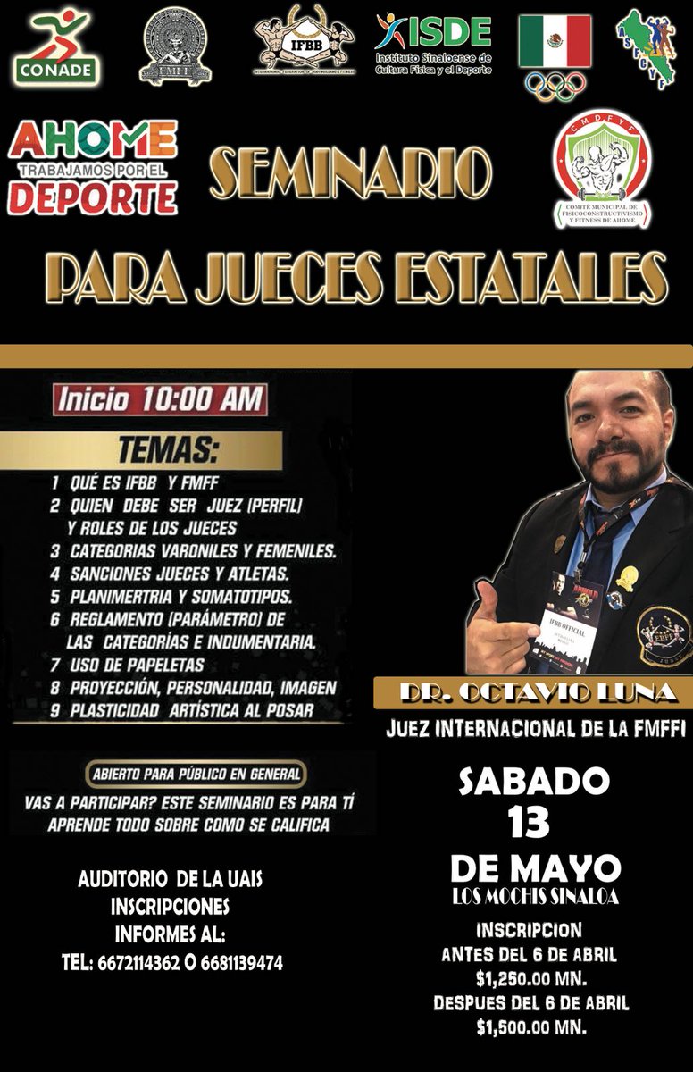 IMDAAhome's tweet photo. Mañana se realizará el Mr. Sinaloa Juvenil de Fisico y Fitness 2017 y el Seminario para Jueceo Estatal. @IMDAAhome #enimdaahometrabajamos https://t.co/RLZgtzIuLN